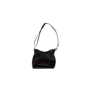 Vintage Black and Brown Italian Leather Crossbody Bucket Bag
